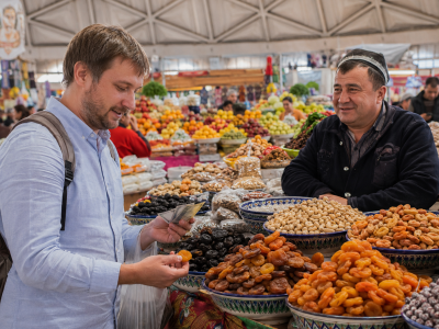 uzbekistan-budget-intro-423f81b3-3ea1eeb0 image Турист покупает сухофрукты на рынке в Узбекистане